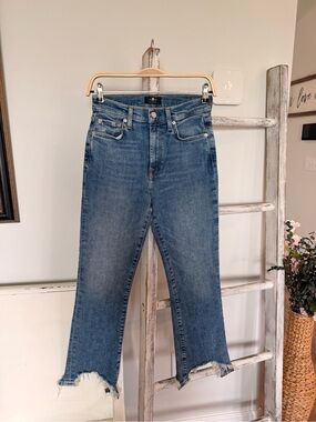 7 For All Mankind The High Waist Slim Kick Raw Gem Denim Jeans Size 27